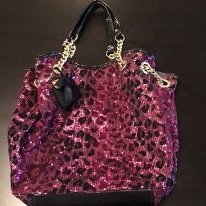 Pink cheetah print Betsey Johnson purse